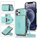 Leather Phone Case Purse With Strap for iPhone 12
