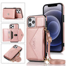 Leather Phone Case Purse With Strap for iPhone 12
